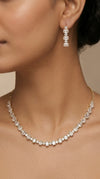 Alternating Emerald and Round Cut Tennis Necklace