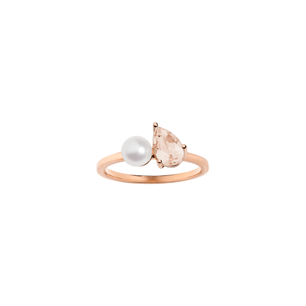 Pearl Toi et Moi Ring - Pink Morganite