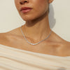 Lab Grown White Sapphire Graduated Modern Tennis Necklace
