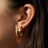 Lab Grown White Sapphire Baguette Huggie Earrings