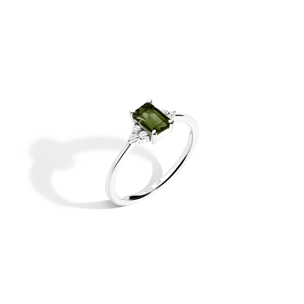 Vintage-Inspired Emerald Cut Ring (Green Tourmaline)