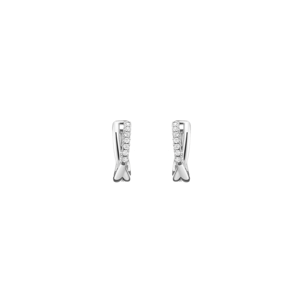 Diamond Crossover Huggie Earrings