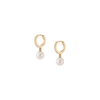 Diamond Pearl Huggie Earrings