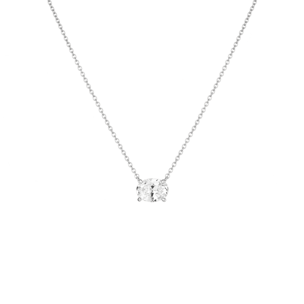 Oval Gemstone Solitaire Necklace