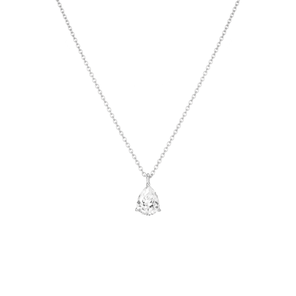 Pear Gemstone Solitaire Necklace