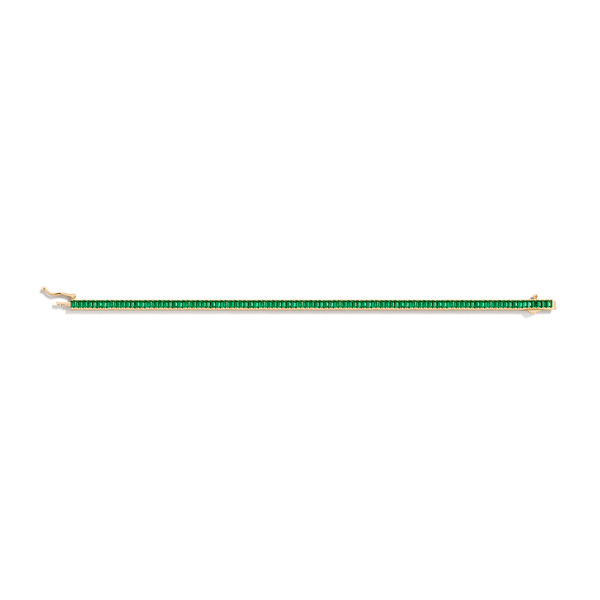 Lab Grown Green Emerald Baguette Tennis Bracelet