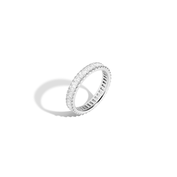 Lab Grown White Sapphire Baguette Eternity Ring