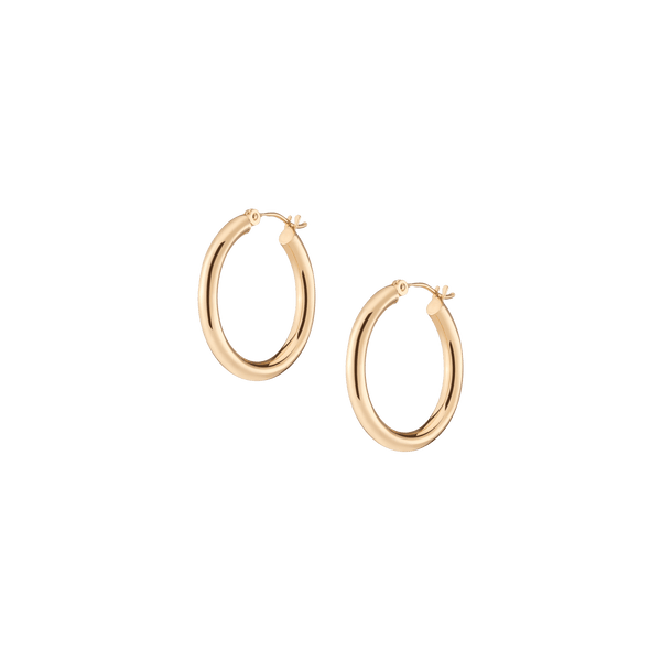 Gold Hoop Earrings - 3mm (25mm)