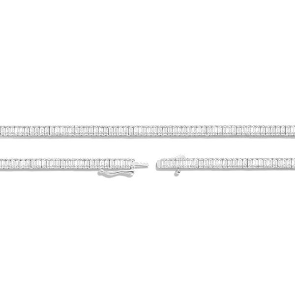 Lab Grown White Sapphire Baguette Tennis Necklace