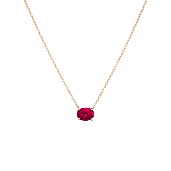 Oval Gemstone Solitaire Necklace