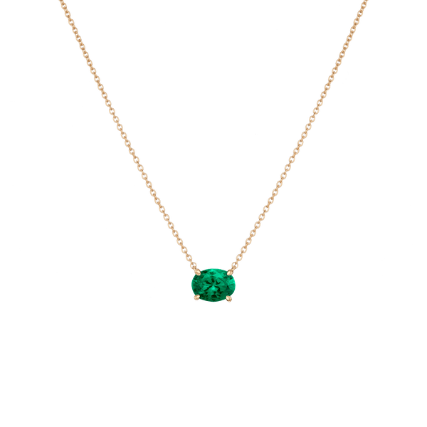 Oval Gemstone Solitaire Necklace