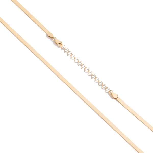 Solid Gold Herringbone Chain Necklace