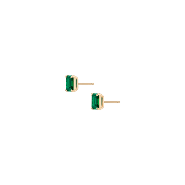Emerald Gemstone Solitaire Stud Earrings