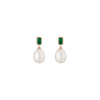 Lab Grown Emerald Heirloom Pearl Drop Earrings