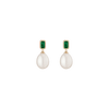 Lab Grown Emerald Heirloom Pearl Drop Earrings