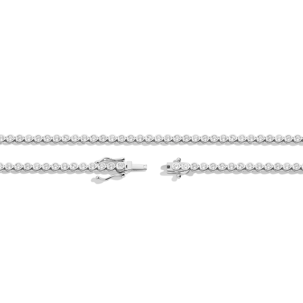 Lab Grown White Sapphire Bezel Tennis Necklace