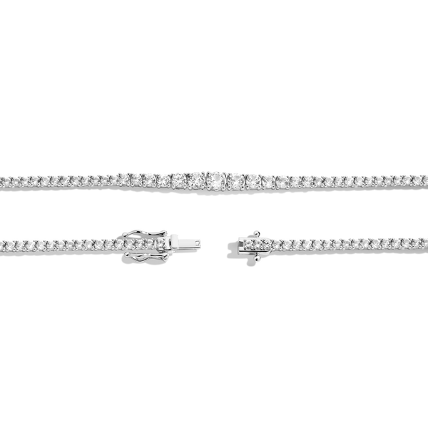 Lab Grown White Sapphire Graduated Modern Tennis Necklace