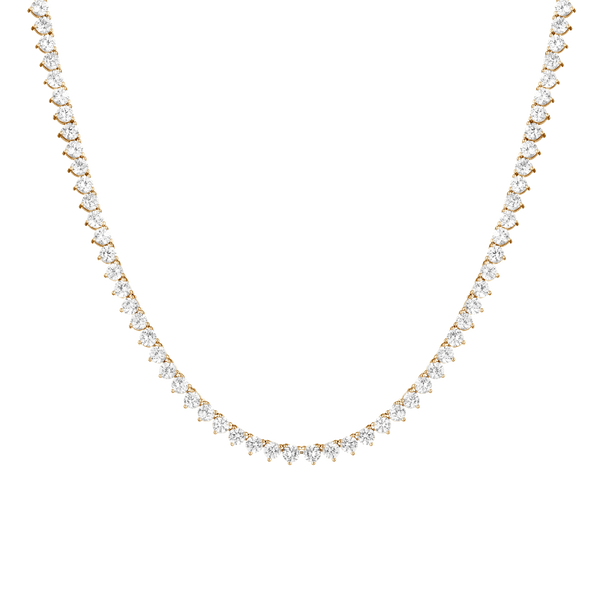 Lab Grown White Sapphire Three-Prong Tennis Necklace