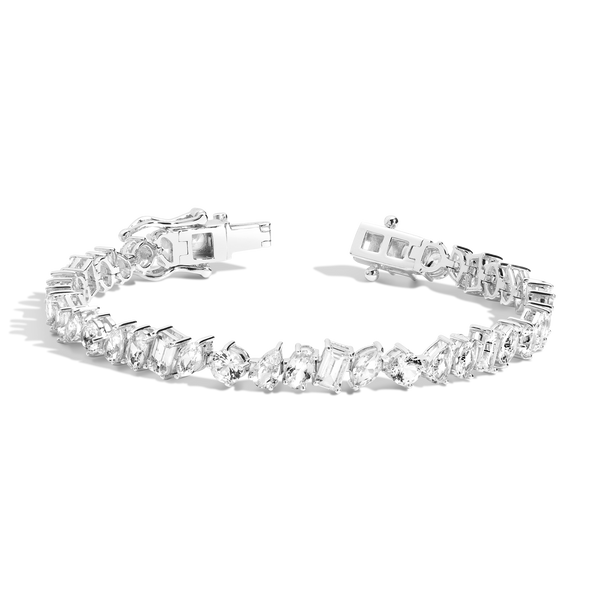 Lab Grown White Sapphire Mixed Shape Tennis Bracelet