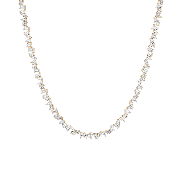 Lab Grown White Sapphire Mixed Shape Tennis Necklace