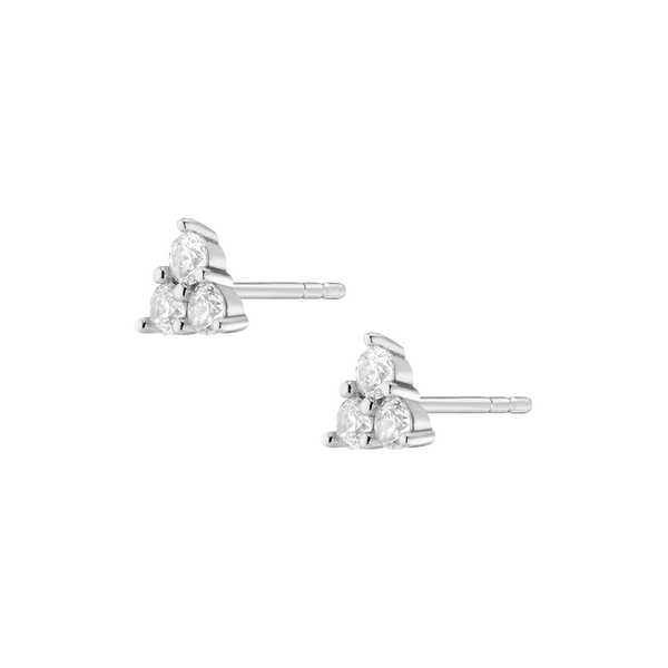 Lab Grown White Sapphire Trinity Stud Earrings