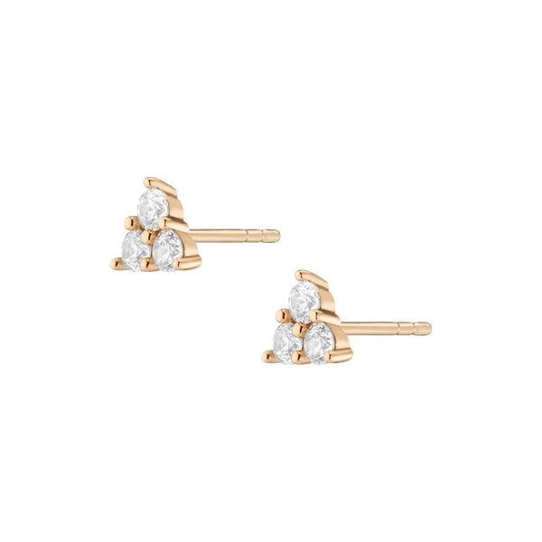 Lab Grown White Sapphire Trinity Stud Earrings