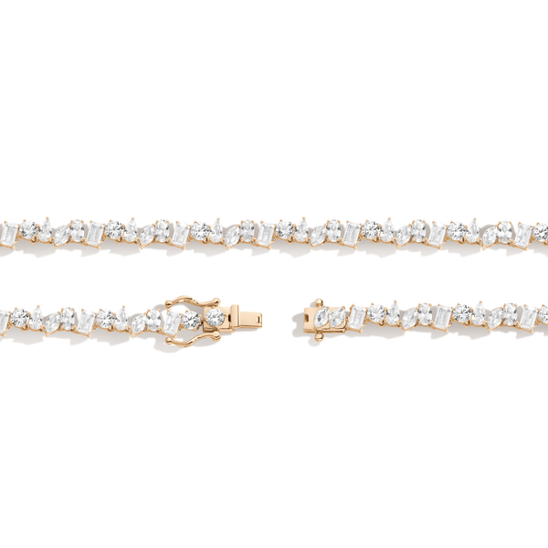 Lab Grown White Sapphire Mixed Shape Tennis Necklace
