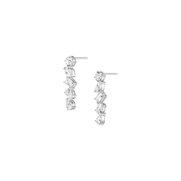 Lab Grown White Sapphire Mixed Shape Tennis Earrings