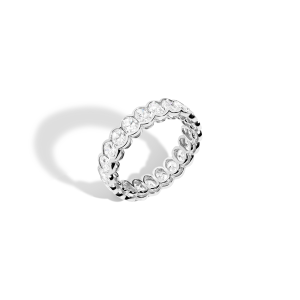 Oval Lab Grown Diamond Semi-Bezel Eternity Ring