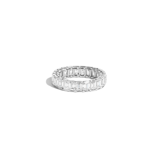 Emerald Lab Grown Diamond Semi-Bezel Eternity Ring