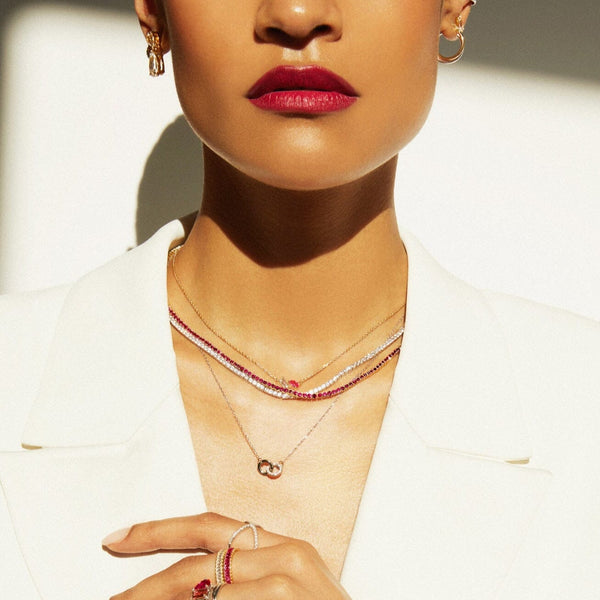 Lab Grown Red Ruby Tennis Necklace