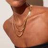 Solid Gold Herringbone Chain Necklace