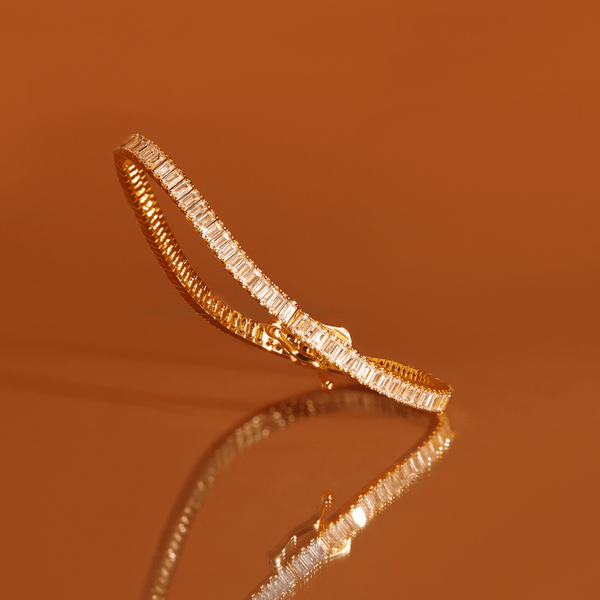 Lab Grown White Sapphire Baguette Tennis Bracelet