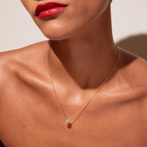 Round Gemstone Solitaire Necklace
