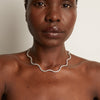 Lab Grown White Sapphire Wave Tennis Necklace