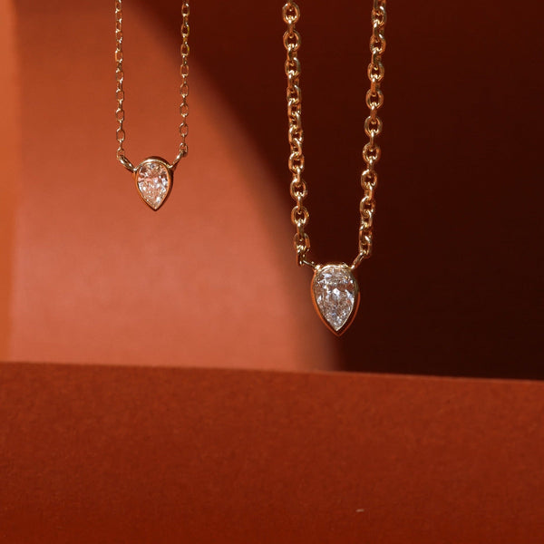 XL Lab Grown Diamond Pear Bezel Necklace