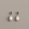 Lab Grown Emerald Heirloom Pearl Drop Earrings