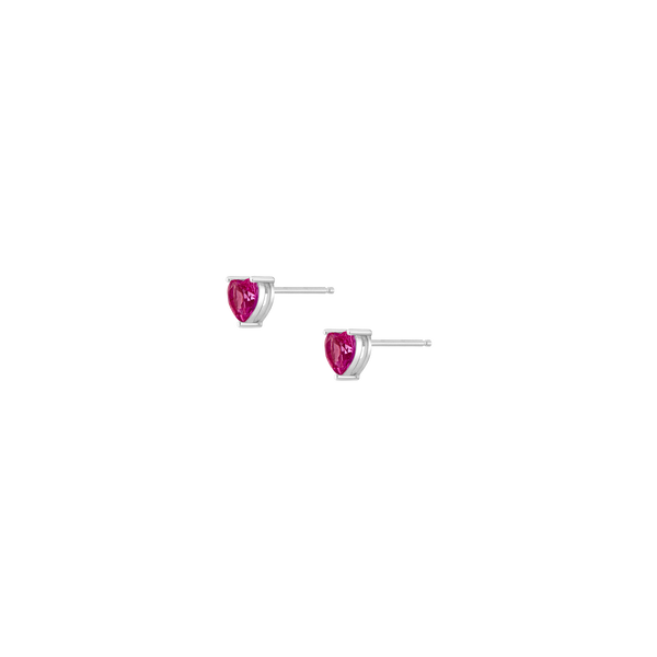 Lab Grown Pink Sapphire Heart Stud Earrings