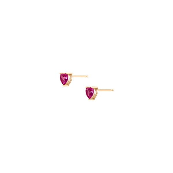 Lab Grown Pink Sapphire Heart Stud Earrings