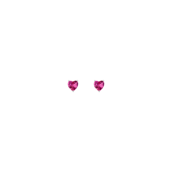 Lab Grown Pink Sapphire Heart Stud Earrings