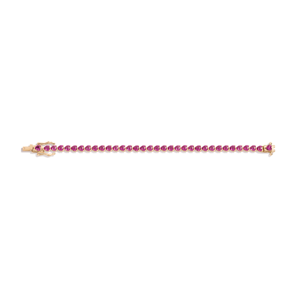 Lab Grown Pink Sapphire Heart Tennis Bracelet