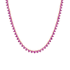 Lab Grown Pink Sapphire Heart Tennis Necklace