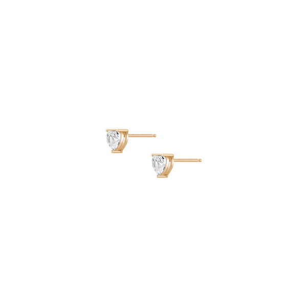 Lab Grown White Sapphire Heart Stud Earrings