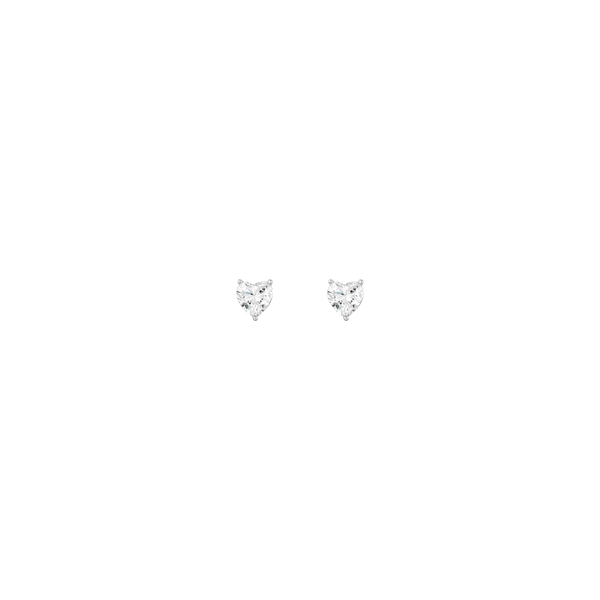 Lab Grown White Sapphire Heart Stud Earrings