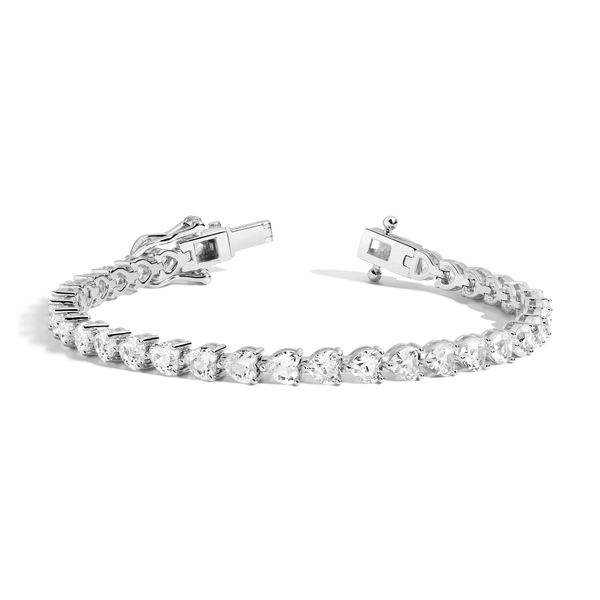 Lab Grown White Sapphire Heart Tennis Bracelet