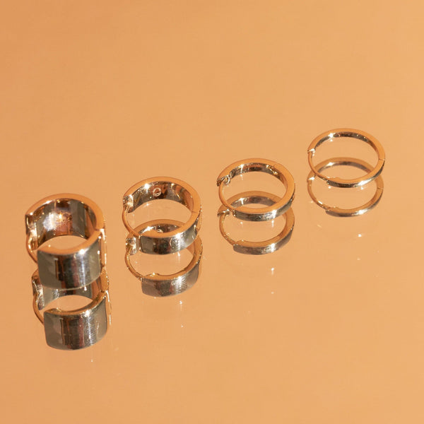 Skinny Gold Hinged Huggie Earrings (12mm)