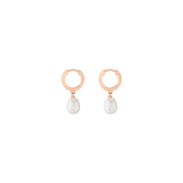 Pearl Drop Huggie Earrings