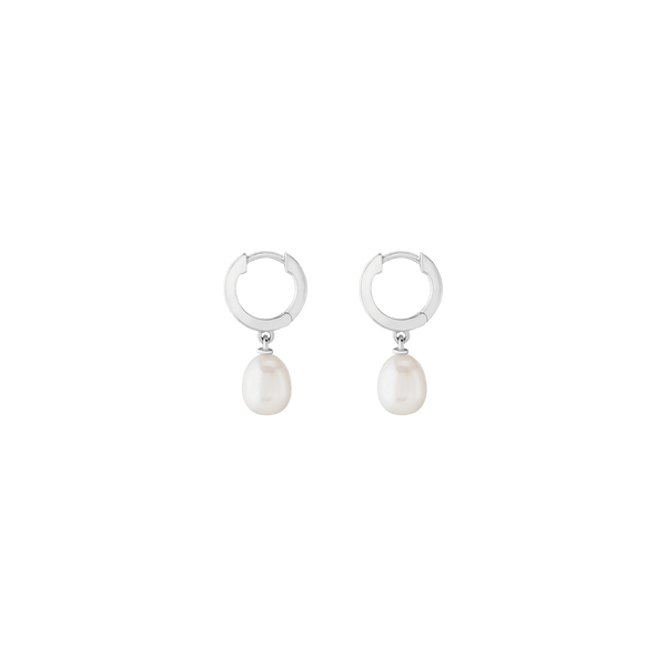Pearl Drop Huggie Earrings