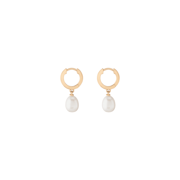 Pearl Drop Huggie Earrings