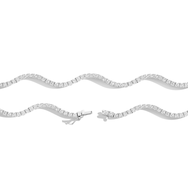 Lab Grown White Sapphire Wave Tennis Necklace
